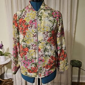 Flowery zip up top, S, KIKIT